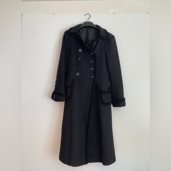 Phi Long Black Wool Coat with Pockets🌹 - Picture 10 of 12
